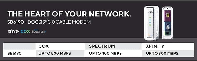 ARRIS SB6190 SURFboard DOCSIS 3.0 Gigabit+ Cable Modem DOCSIS 3.0