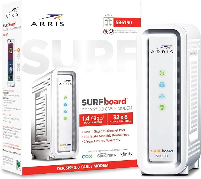 ARRIS SB6190 SURFboard DOCSIS 3.0 Gigabit+ Cable Modem DOCSIS 3.0