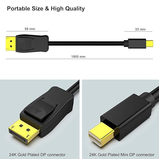 Mini DP to DP Cable (6 ft)