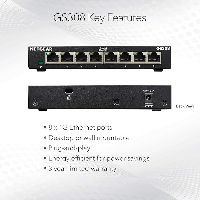 NETGEAR 8-Port Gigabit Ethernet Unmanaged Switch  (300 SERIES)